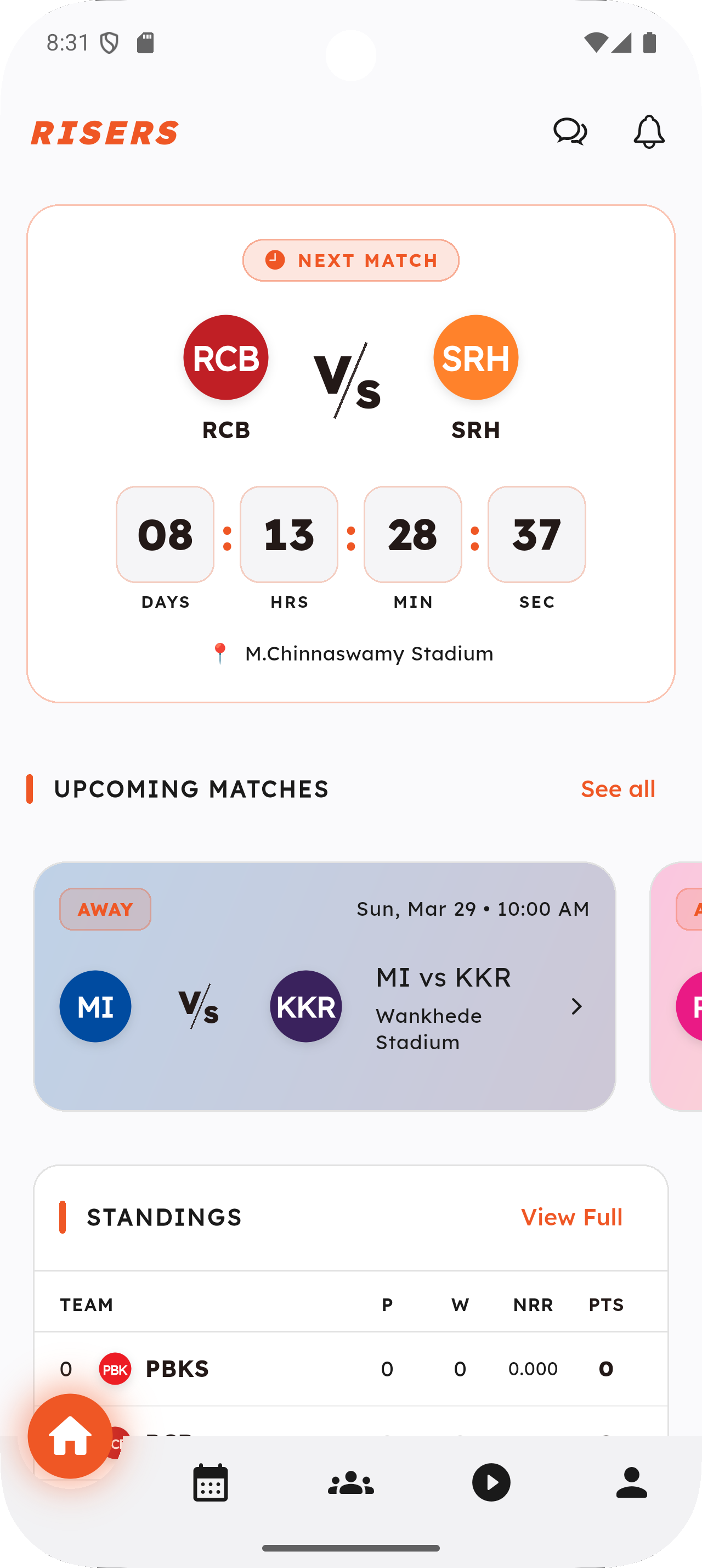 Risers App Screenshot 1